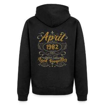 April 1982 Birthday Gift April 1982 - Unisex Premium Organic Zip Hoodie - black - Back - Nico (187cm)