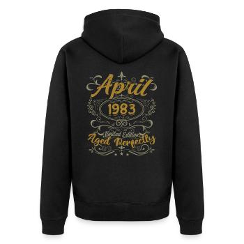 Avril 1983 Cadeau Anniversaire April 1983 - Veste à capuche bio Premium Unisexe - noir - Dos - Nico (187cm)