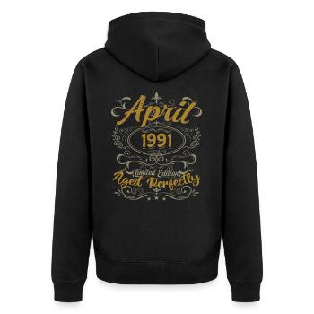 April 1991 Birthday Gift April 1991 - Unisex Premium Organic Zip Hoodie - black - Back - Nico (187cm)