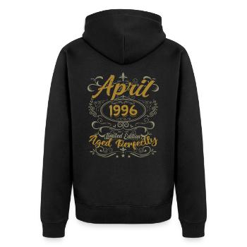 Avril 1996 Cadeau Anniversaire April 1996 - Veste à capuche bio Premium Unisexe - noir - Dos - Nico (187cm)