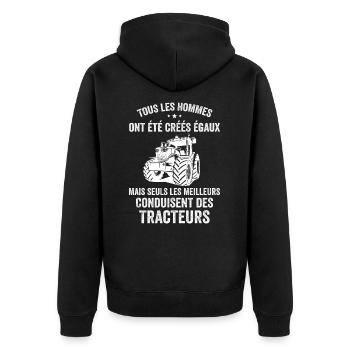 The best drive tractors - Unisex Premium Organic Zip Hoodie - black - Back - Nico (187cm)