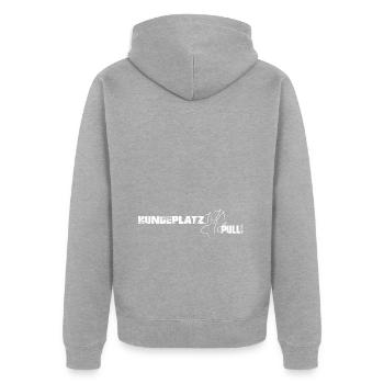 HUNDEPLATZ PULLI - Unisex Premium Bio Zip Hoodie - Grau meliert - Hinten - Nico (187cm)