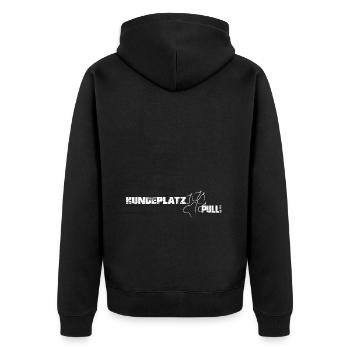 HUNDEPLATZ PULLI - Unisex Premium Bio Zip Hoodie - Schwarz - Hinten - Nico (187cm)