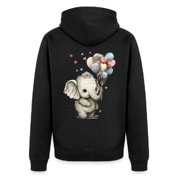 Éléphant mignon - Veste à capuche bio Premium Unisexe - noir - Dos - Nico (187cm)