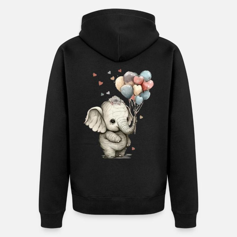 Éléphant mignon - Veste à capuche bio Premium Unisexe - noir