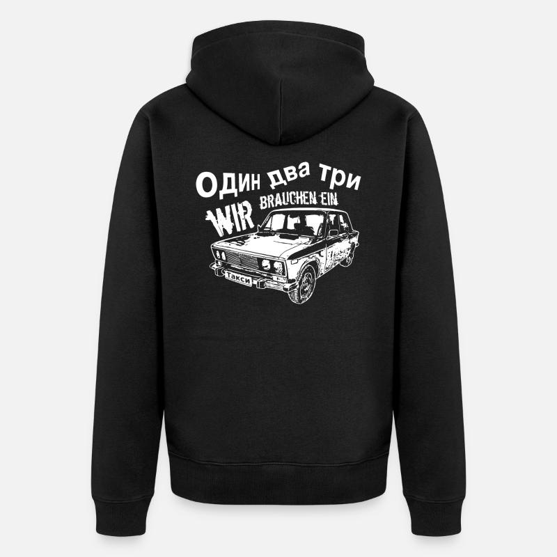 Russisches Oldtimer Auto - Unisex Premium Bio Zip Hoodie - Schwarz