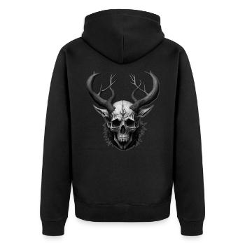 Dead Troll Head - Unisex Premium Bio Zip Hoodie - Schwarz - Hinten - Nico (187cm)