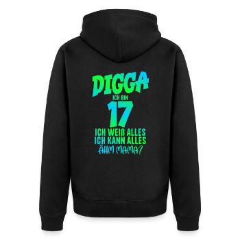 17. Geburtstag Digga ich bin 17 Ich Kann Alles - Unisex Premium Bio Zip Hoodie - Schwarz - Hinten - Nico (187cm)