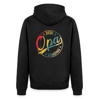 Opa 2026 Loading Werdender Opa 2026 - Unisex Premium Bio Zip Hoodie - Schwarz - Hinten - Nico (187cm)