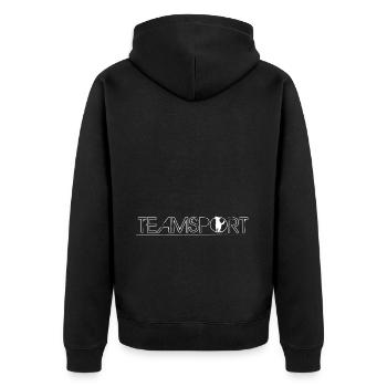 Teamsport Schäferhund Logo White - Unisex Premium Bio Zip Hoodie - Schwarz - Hinten - Nico (187cm)