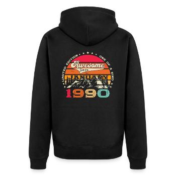 Né le 33 janvier 1990 Homme cadeau - Veste à capuche bio Premium Unisexe - noir - Dos - Nico (187cm)