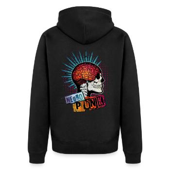 ADHD = NEUROPUNK (simple print) - Unisex Premium Organic Zip Hoodie - black - Back - Nico (187cm)