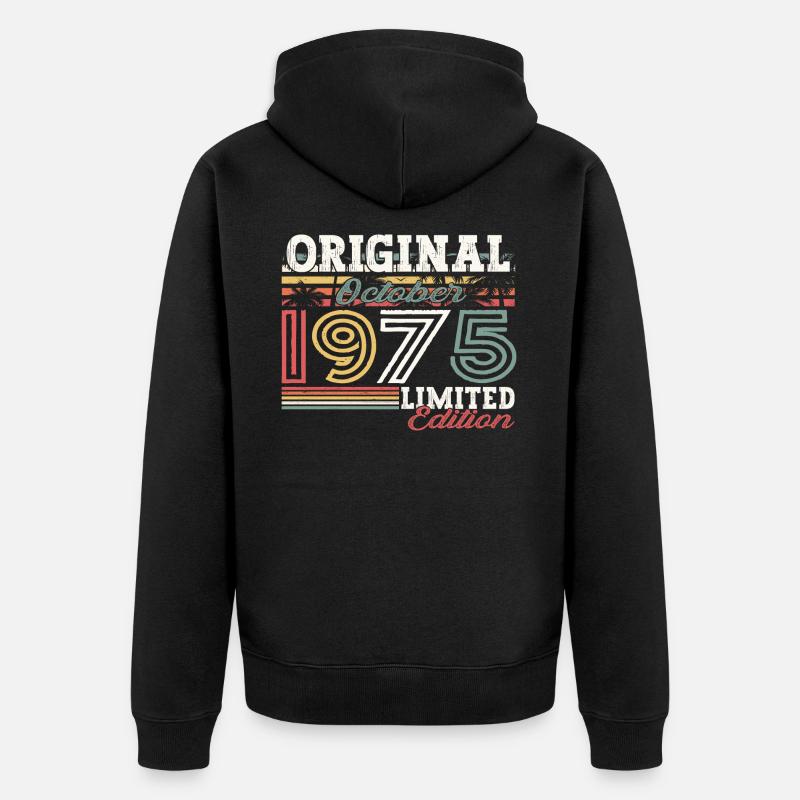 Original Octobre 1975 47th Birthday Gift Cool - Veste à capuche bio Premium Unisexe - noir