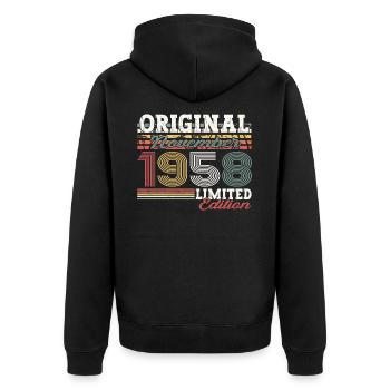 Original November 1958 64th birthday gift - Unisex Premium Organic Zip Hoodie - black - Back - Nico (187cm)