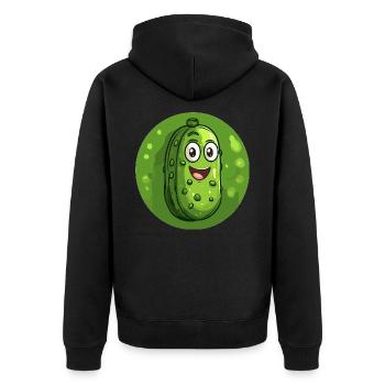 Lachende Essiggurke - Unisex Premium Bio Zip Hoodie - Schwarz - Hinten - Nico (187cm)