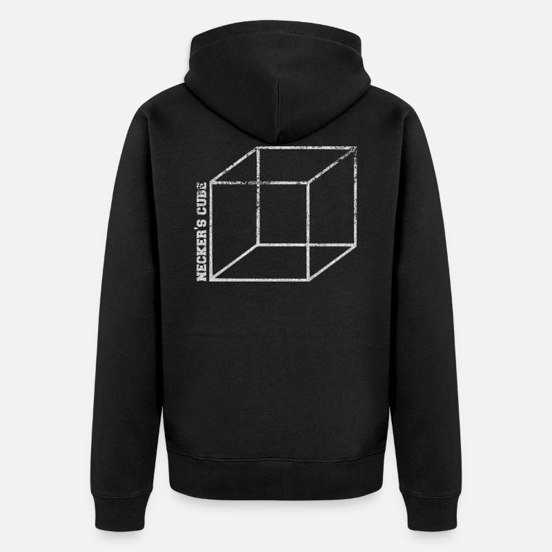 necker illusion - Unisex Premium Bio Zip Hoodie - Schwarz