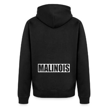 Malinois Hunde Motiv - Unisex Premium Bio Zip Hoodie - Schwarz - Hinten - Nico (187cm)