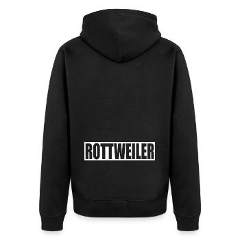 Rottweiler Hunde Motiv - Unisex Premium Bio Zip Hoodie - Schwarz - Hinten - Nico (187cm)