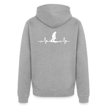Skifahren EKG-Skifahrer Lover - Unisex Premium Bio Zip Hoodie - Grau meliert - Hinten - Nico (187cm)