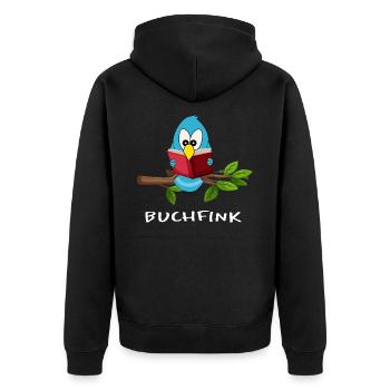 buchfink bibliothek buch lesen fibel ebook reader - Unisex Premium Bio Zip Hoodie - Schwarz - Hinten - Nico (187cm)
