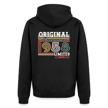 Né en décembre 1958 cadeau de 64e anniversaire - Veste à capuche bio Premium Unisexe - noir - Dos - Nico (187cm)
