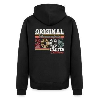 Décembre Année 2005 Cadeau du 17e anniversaire - Veste à capuche bio Premium Unisexe - noir - Dos - Nico (187cm)