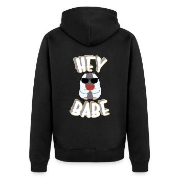Hey Babe, Valentinstag, verliebte, Valentine, Lieb - Unisex Premium Bio Zip Hoodie - Schwarz - Hinten - Nico (187cm)
