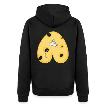käse a - Unisex Premium Bio Zip Hoodie - Schwarz - Hinten - Nico (187cm)