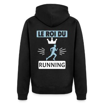 Le roi du running Jogging Sport Humour - Veste à capuche bio Premium Unisexe - noir - Dos - Nico (187cm)