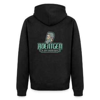 Röntgen is my Homeboy - X-Ray - Arzt - Unisex Premium Bio Zip Hoodie - Schwarz - Hinten - Nico (187cm)