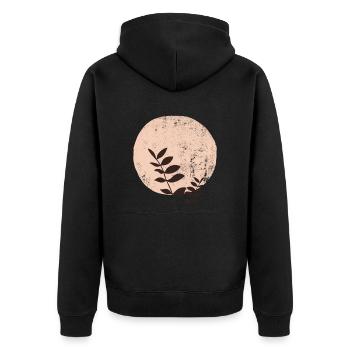Boho sun leaves, abstract beige - Unisex Premium Organic Zip Hoodie - black - Back - Nico (187cm)