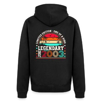 Legende Juni 2003 19. Geburtstag Geschenk Herren - Unisex Premium Bio Zip Hoodie - Schwarz - Hinten - Nico (187cm)