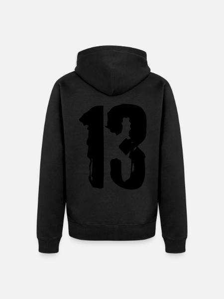 13 Zahl Trikot - Unisex Premium Bio Zip Hoodie - Schwarz