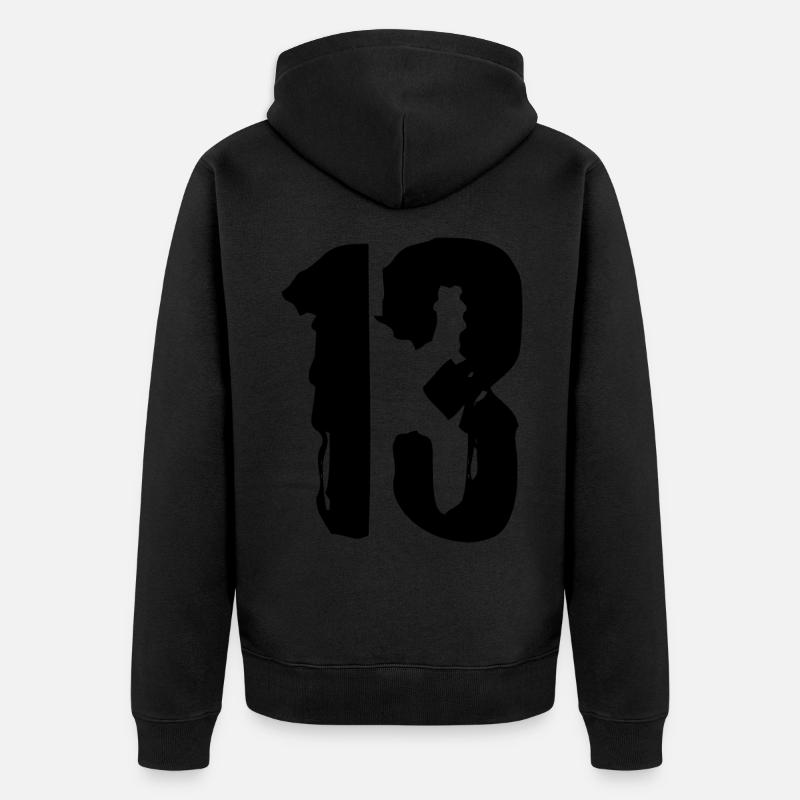 Maillot à 13 numéros - Veste à capuche bio Premium Unisexe - noir