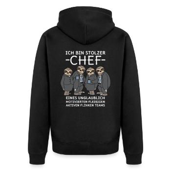 Unglaublich fleißiges Team Faultiere Stolzer Chef - Unisex Premium Bio Zip Hoodie - Schwarz - Hinten - Nico (187cm)