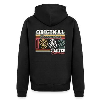 Décembre Né en 1982 Cadeau de 40e anniversaire - Veste à capuche bio Premium Unisexe - noir - Dos - Nico (187cm)