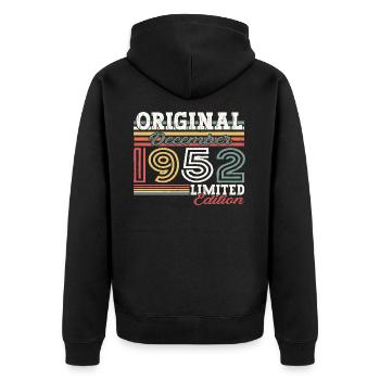 Né en décembre 1952 Cadeau du 70e anniversaire - Veste à capuche bio Premium Unisexe - noir - Dos - Nico (187cm)