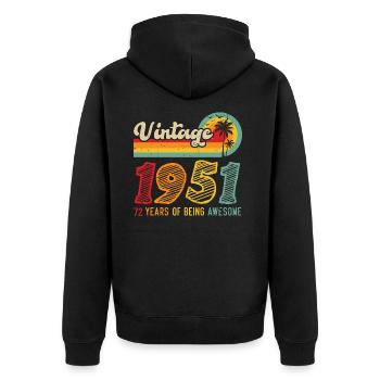 Vintage 1951, birthday gift 72 years - Unisex Premium Organic Zip Hoodie - black - Back - Nico (187cm)