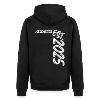 Abschluss Est. 2025 - Unisex Premium Bio Zip Hoodie - Schwarz - Hinten - Nico (187cm)