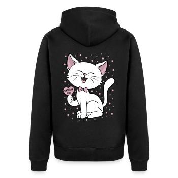 Chaton Mignon Chat Fête d’Anniversaire Confetti - Veste à capuche bio Premium Unisexe - noir - Dos - Nico (187cm)