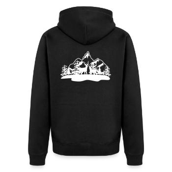 HIRSCH BERG WILD DEER DEER NATURE DEER MOTIF - Unisex Premium Organic Zip Hoodie - black - Back - Nico (187cm)