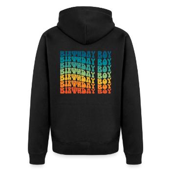 Anniversaire Garçon Groovy Rétro Vintage Anniversaire - Veste à capuche bio Premium Unisexe - noir - Dos - Nico (187cm)