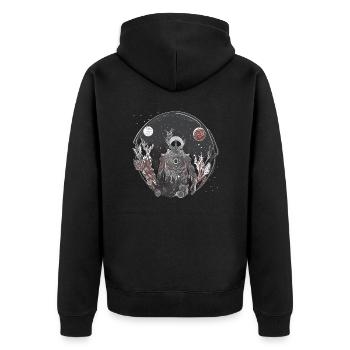 Cosmic Botany - Unisex Premium Organic Zip Hoodie - black - Back - Nico (187cm)
