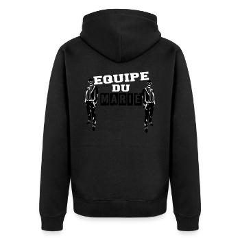 équipe marié avec moustache - Veste à capuche bio Premium Unisexe - noir - Dos - Nico (187cm)