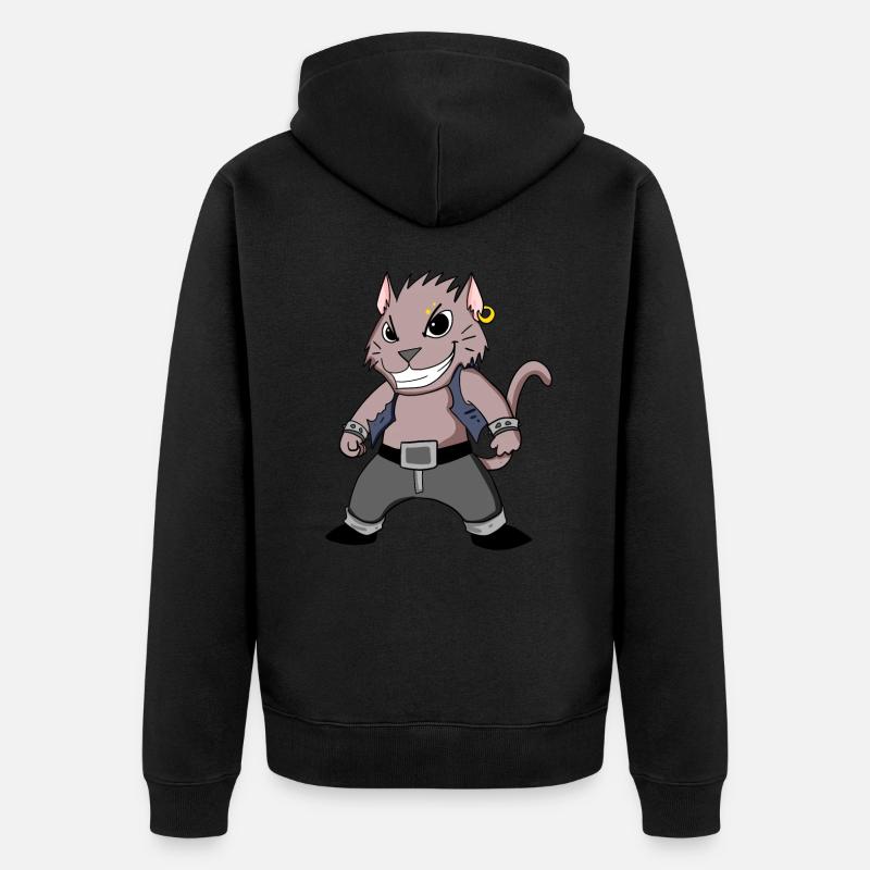 Cool Katze - Unisex Premium Bio Zip Hoodie - Schwarz