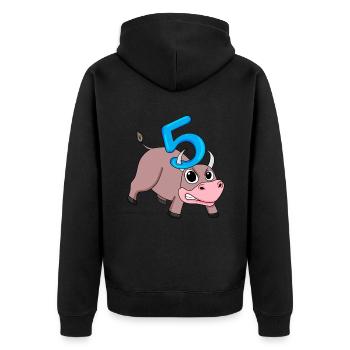 5 Years Old - 5th Birthday with Animal Motif - Unisex Premium Organic Zip Hoodie - black - Back - Nico (187cm)
