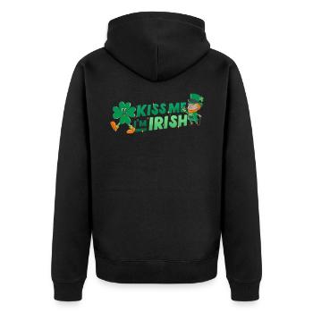 Fröhlichen St Patrick Tag. St. Patrick's Day! - Unisex Premium Bio Zip Hoodie - Schwarz - Hinten - Nico (187cm)