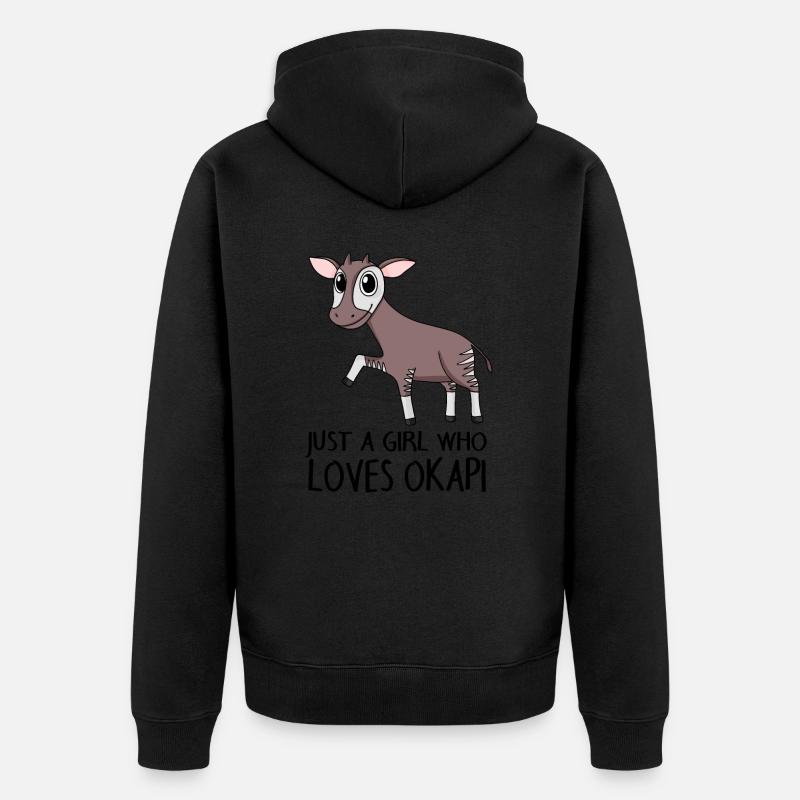 Okapi Mädchen Spruch - Unisex Premium Bio Zip Hoodie - Schwarz