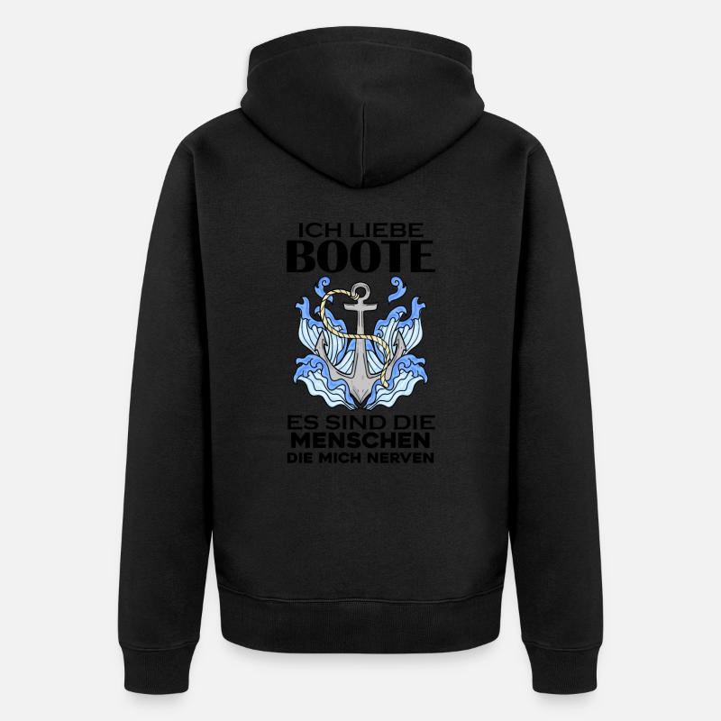 Boote Motorboot Boot - Unisex Premium Bio Zip Hoodie - Schwarz