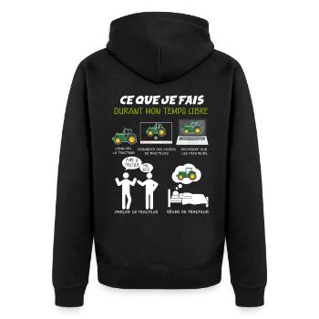 Tracteur humour agriculteur céréalier - Veste à capuche bio Premium Unisexe - noir - Dos - Nico (187cm)